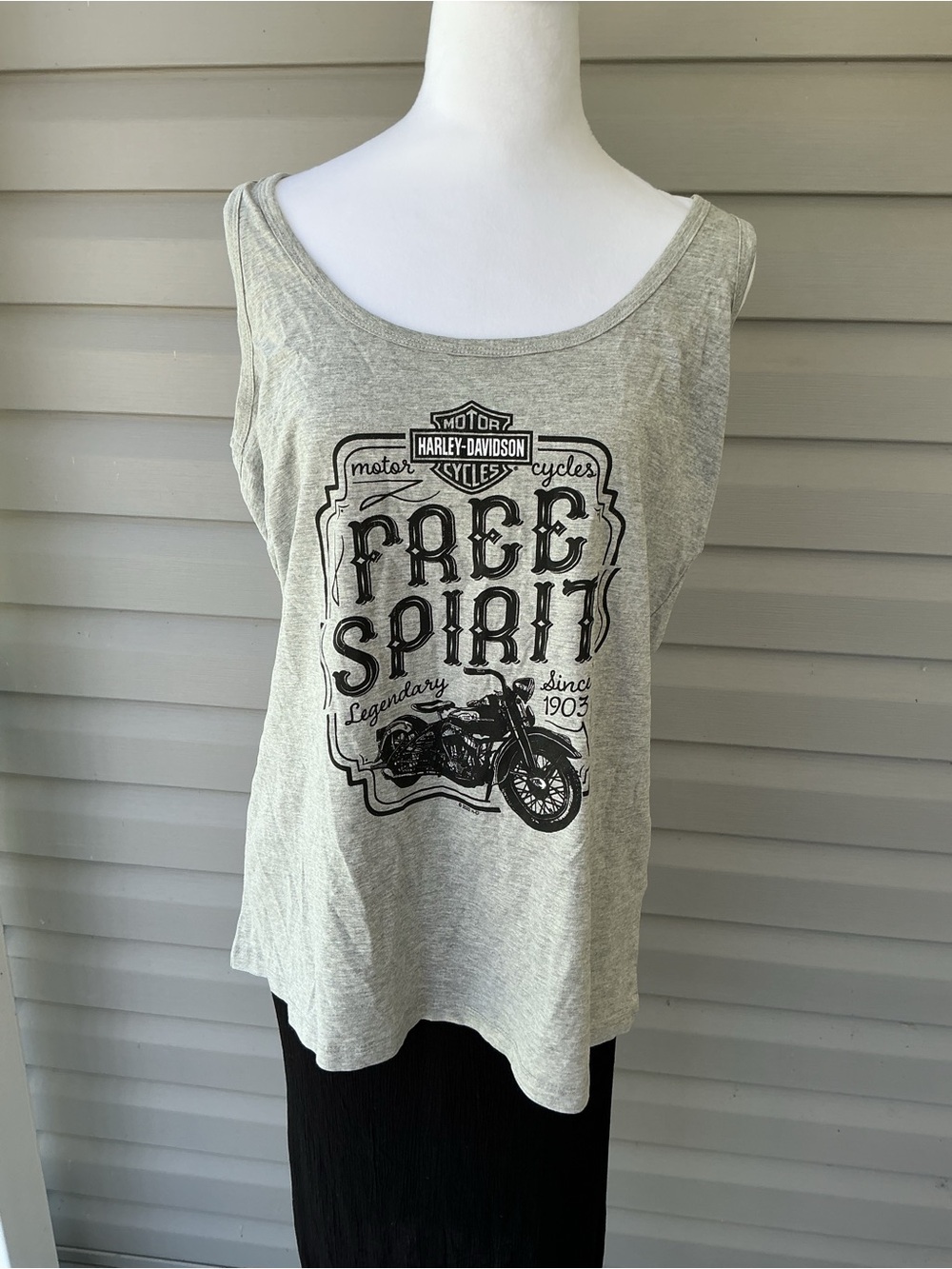 Harley-Davidson Light Gray 'Free Spirit' Graphic Tank Top- From Woodstock Harley